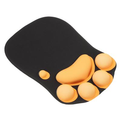 PATIKIL Gelová podložka pod myš s opěrkou zápěstí Ergonomická podložka pod myš Tlapka kočky Pohodlná základna z paměťové pěny Měkká pro počítač Laptop Kancelář Černá Oranžová Protiskluzová