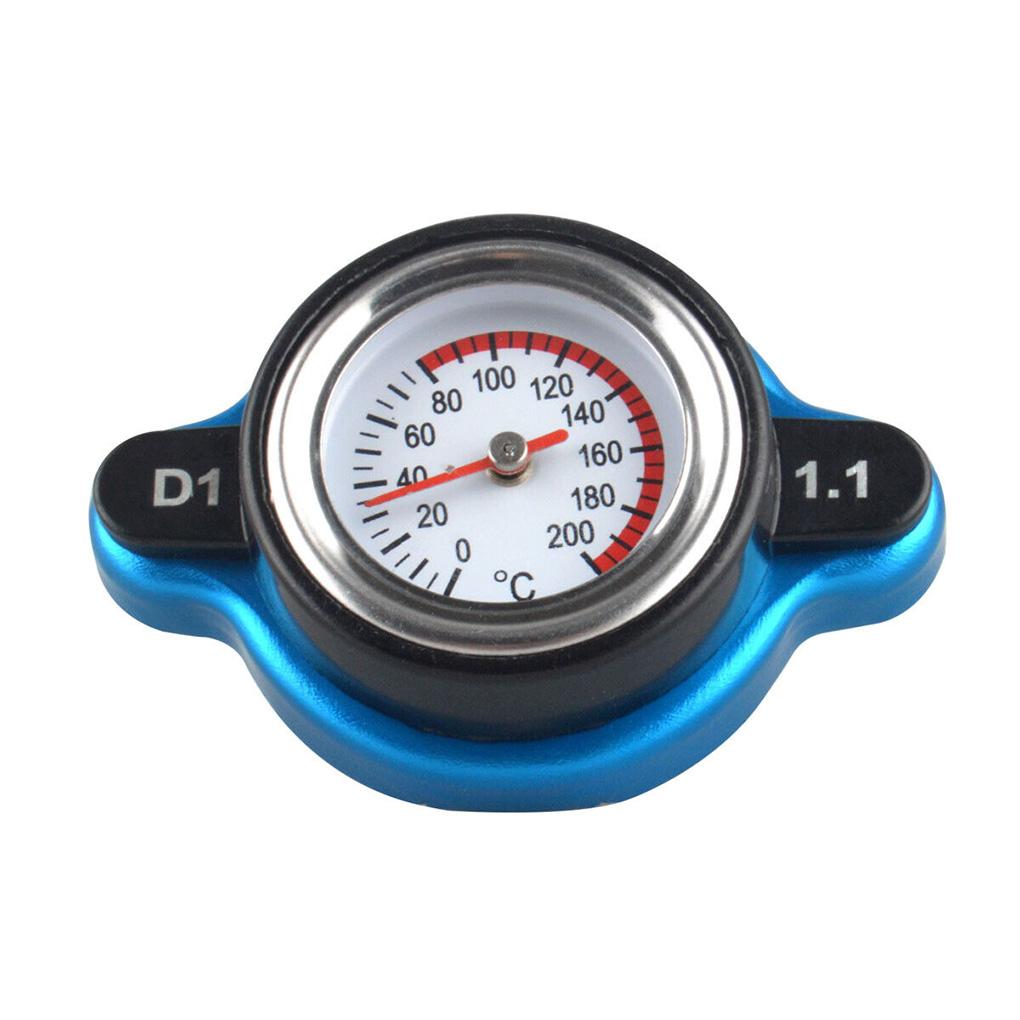 Blue Radiator Cap With Small End Water Temperature Gauge - Efficient Monitoring Easy Installation High-Q Durable