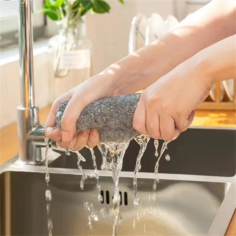 Bambuskohle Reinigungstuch Küche Mikrofasertuch Lappen Super Absorbent Nicht-Haftendes Öl Weiches Geschirrtuch Haushaltsreinigungstuch