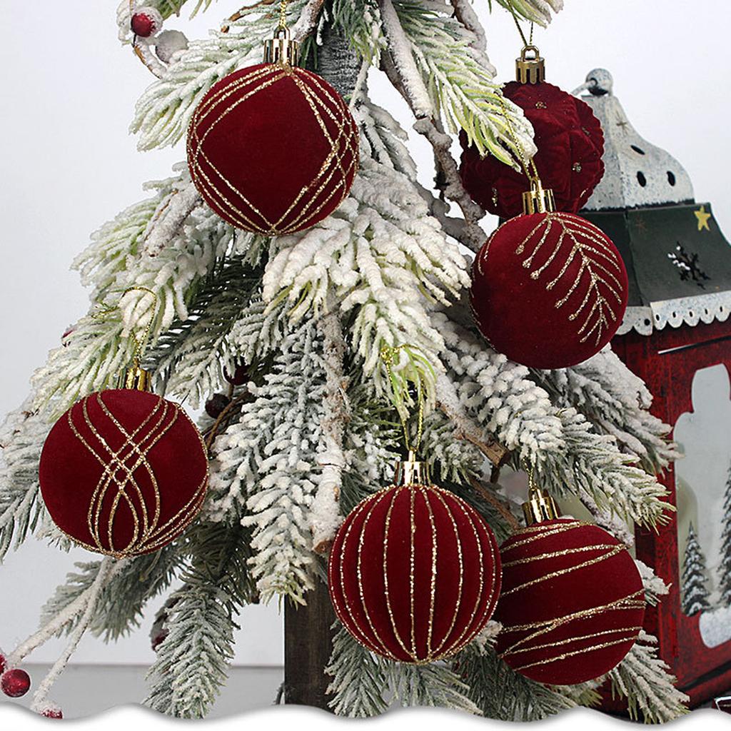 Flocked Christmas Balls 6cm Painted Balls Paper Box Set 16pcs Christmas Decorations