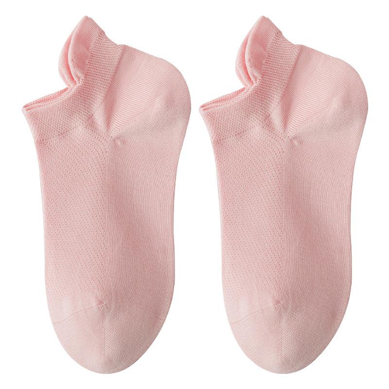 Women's Spring and Summer Thin, Simple Style, Solid Color, Pure Cotton, Mesh, Breathable, Versatile, Raised Ear Short Socks, Women's Short Stockings