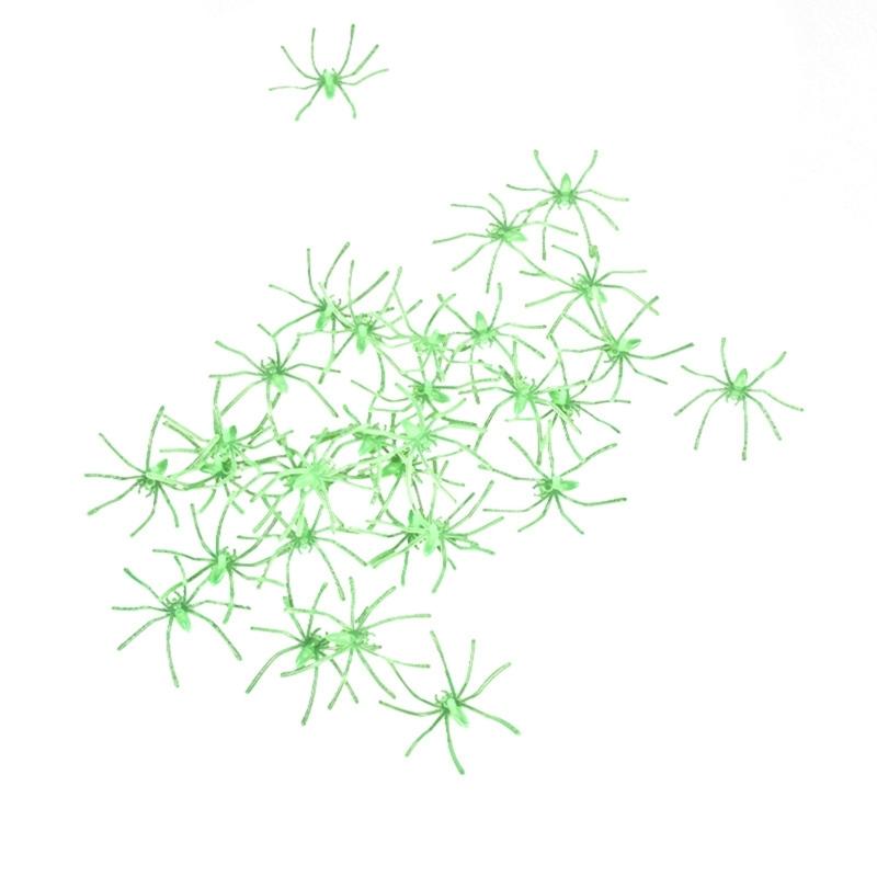 20/50PCS Halloween Spiders Figurine Props Noctilucence Spiders Props Light Up Realistic Spiders Party Favor Bag Fillers
