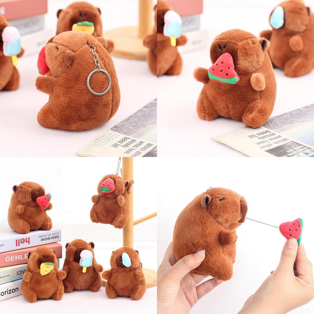Creativo Cappello da Gelato Fragola Anguria Capibara Peluche Ciondolo Portachiavi Per Regalo Bambini