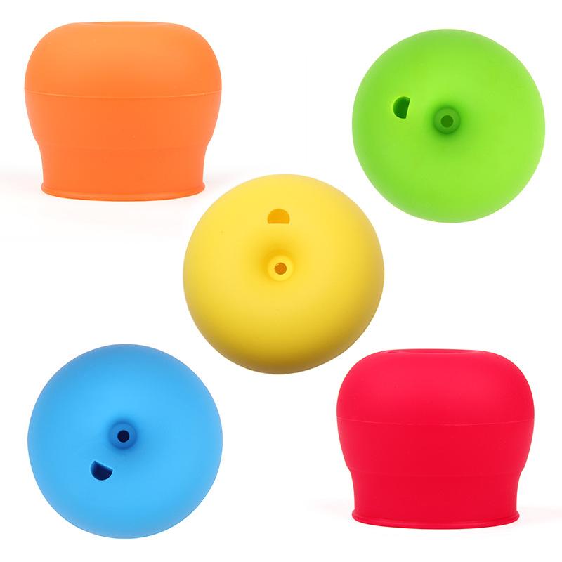 Silikonowa osłona na kubek z zabezpieczeniem przed rozlaniem, dziecięca osłona na kubek ze słomką, szczelna, z kreskówkową postacią słonia, chroniąca dziecko przed zadławieniem się wodą