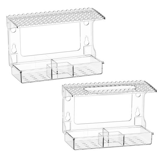 Window Birds Feeder with Suction Cups Clear Wildbird Feeder with Detachable Seeds Water Tray for Outdoor Birds Watching