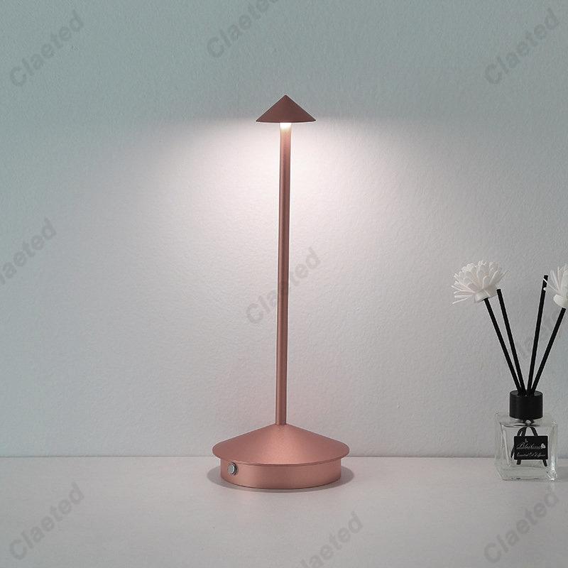 

Aluminum Rechargeable Creative Table Lamp Dining Touch Led Hotel Bar Coffee Night Light Bedroom Study Decoration Decor Light USB Rechargeable розового золота