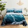 Seawater 0.9/1.2/1.5/1.8/2.0m Digital Printing Polyester Bed Flat Sheet With Pillowcase Print Bedding Set