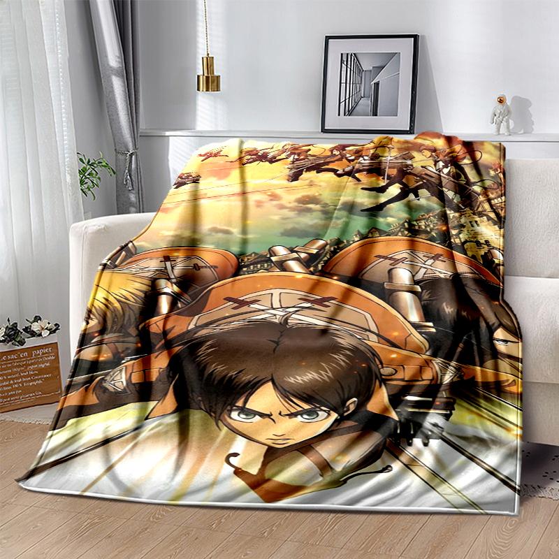 Attack on Titan Flannel Blanket Soft Warm All-Season Throw, Design for Camping, Car Travel, Hiking Sofa, Bed, Office Perfect Gift for Parties