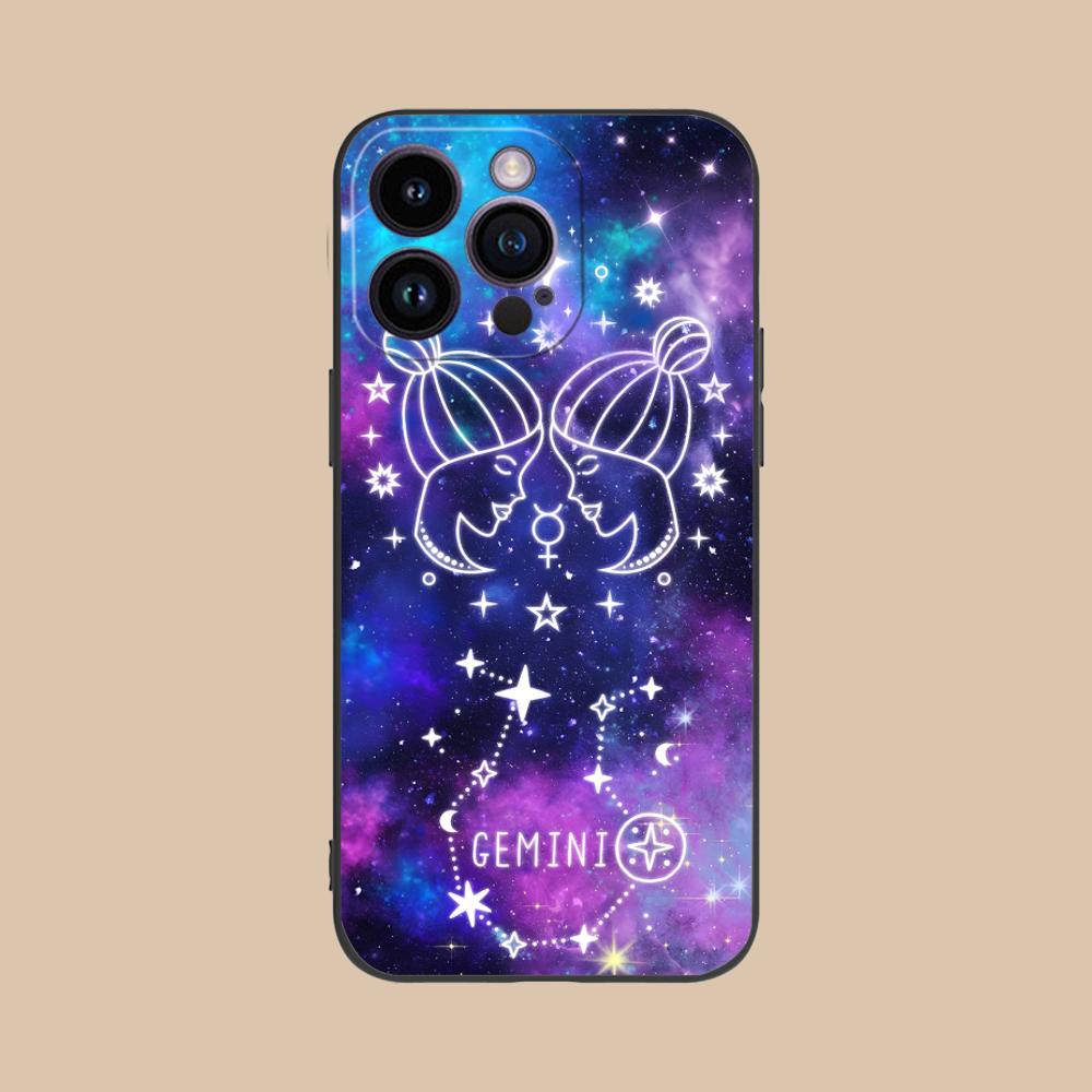 Zodiac Sign Gemini Mobile Phone Case for iPhone 17 16 15 14 13 12 11 X XR XS 8 7 Air Pro Max Plus Mini Colorful Cover Luxury