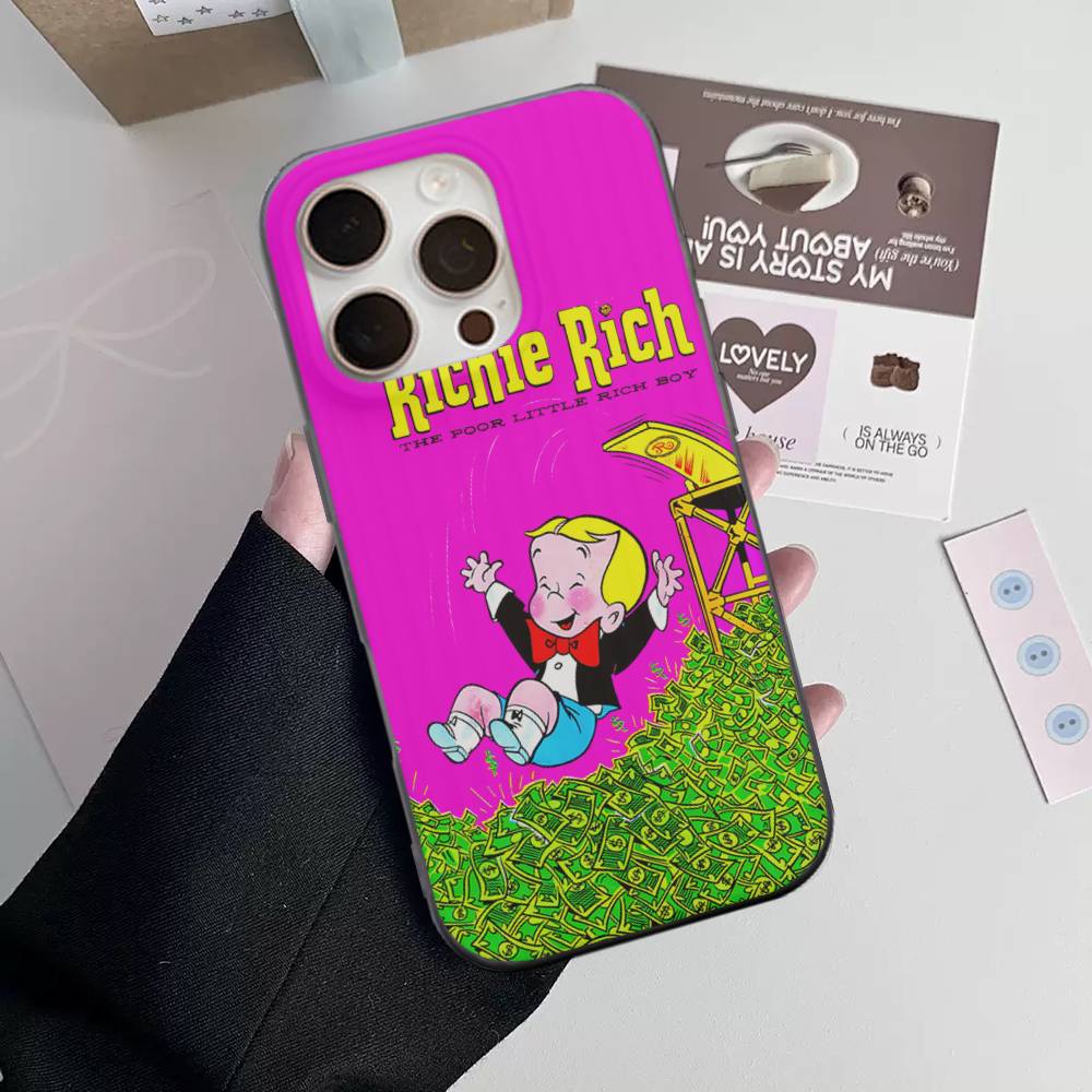 Cartoon Richie Rich For IPhone 15 16 17 14 13 12 11 Pro Max 16E 16 Plus 17 Air Corrugated Shockproof Phone Cover