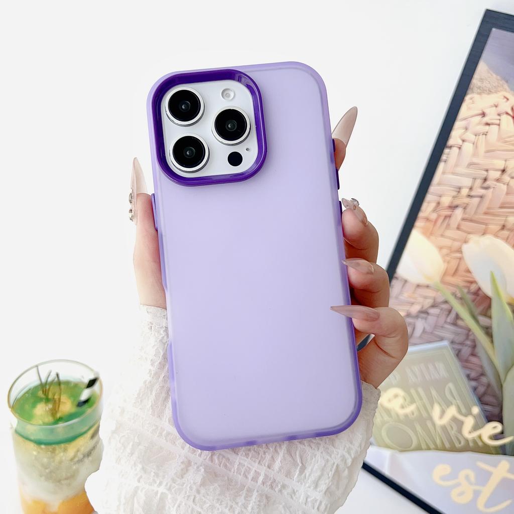 High Candy Matte TPU+PC+PET Phone Case for iPhone 16/15/14/13/12/11 Pro Max Plus Simple Style Youth Shockproof Protection Cover