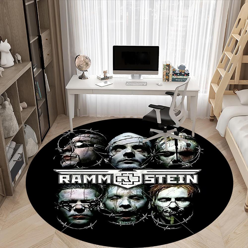 1PC RAMMSTEIN Band Logo Office Round Rug - Perfect for Office or Study Decor, Non-Slip Backing, Decorative Floor Mat Yy250916078