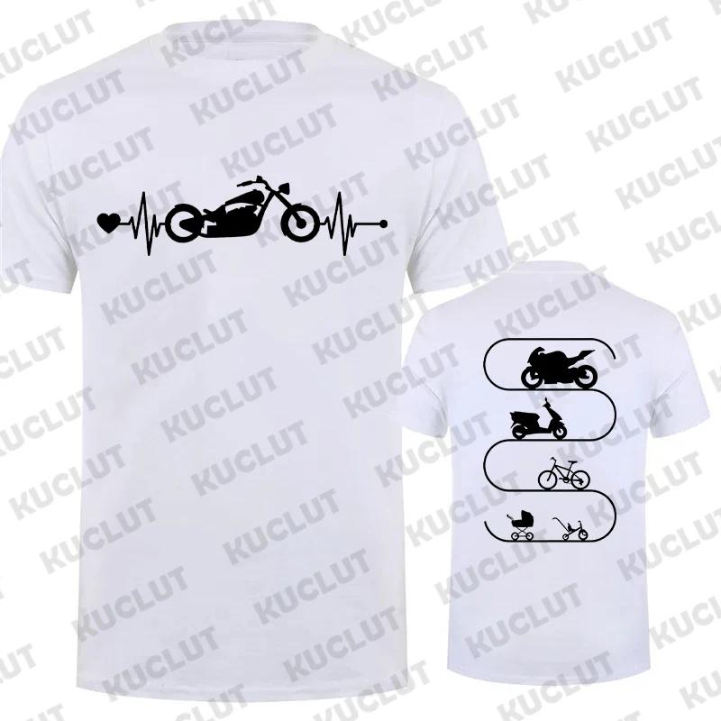 Men T-Shirt Motorcycles Evolution ECG Graphic Y2k Tops Funny Hip Hop Streetwear Two-sided Short Sleeve Tees Oversized Clothing