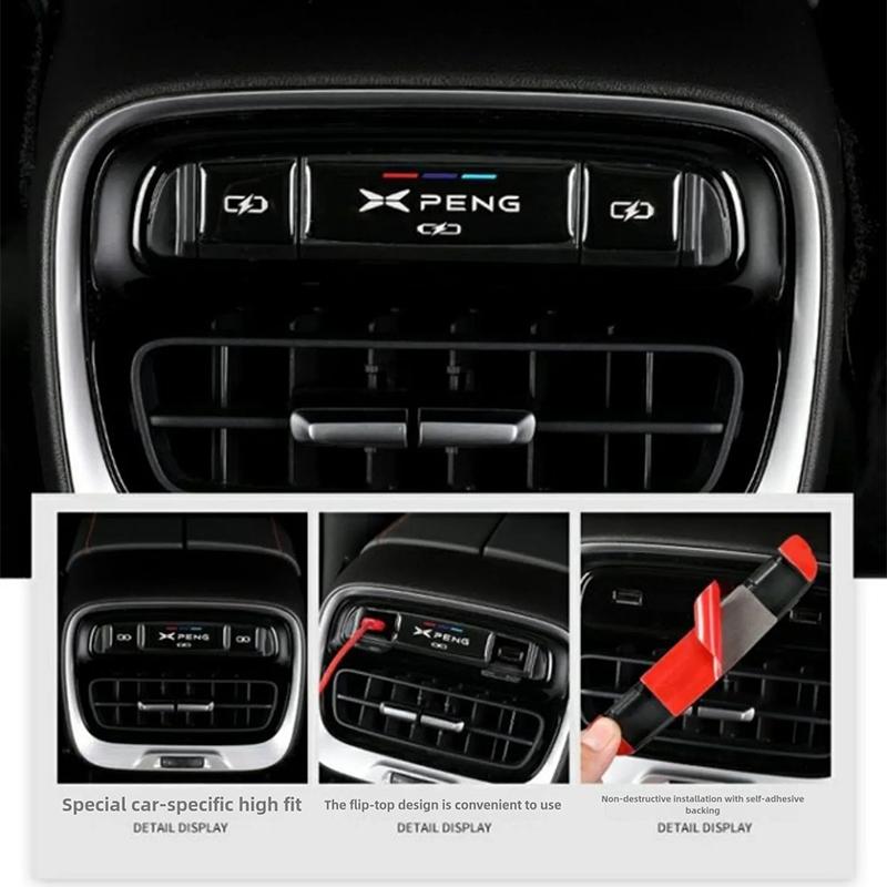 For Xpeng P7 P7i P7+ 22-25 Car Rear Seat USB Charging Protection Cover Charging Port Modification Dustproof Decorative Trim ABS