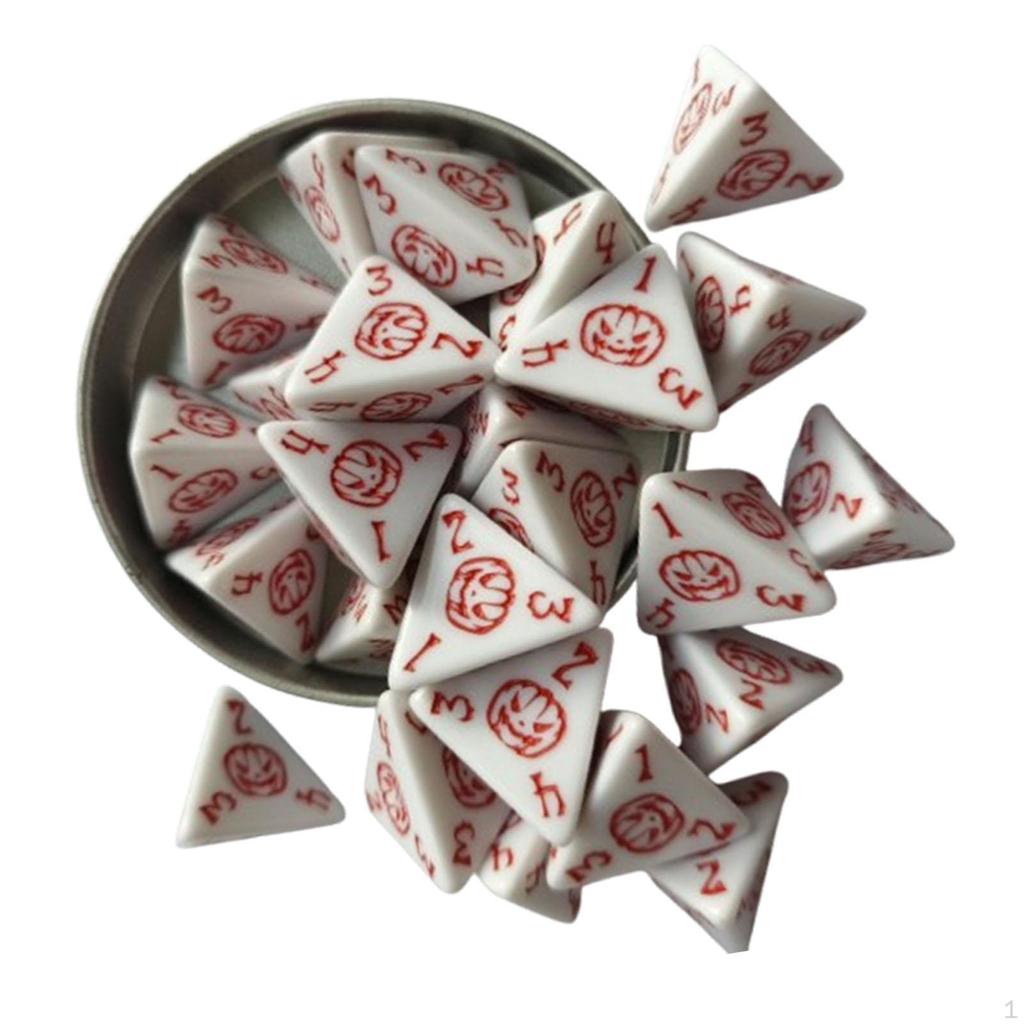 25 Acrylic Pieces D4 Dices, 4 Siares Dices Party Toys, Polyuddral Set for RPG Table Games