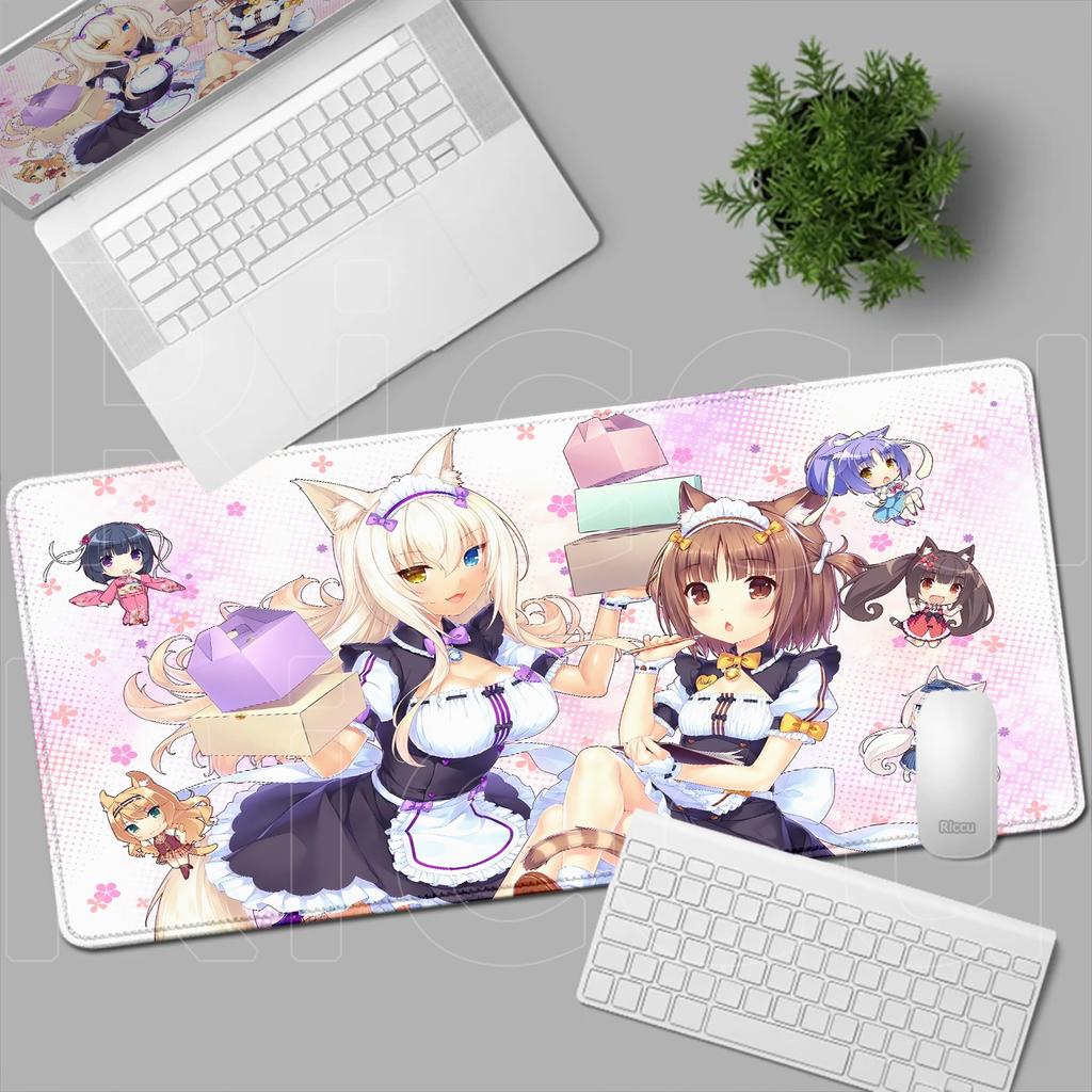 HD Anime Mousepad Cute Chocolate And Vanilla Natural Rubber Nonslip Keyboard Gaming Nekopara Extended Mat PC Office Accessories