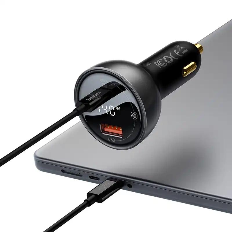 Ładowarka Samochodowa Baseus Superme Usb, Usb-C, 140W (Czarna)