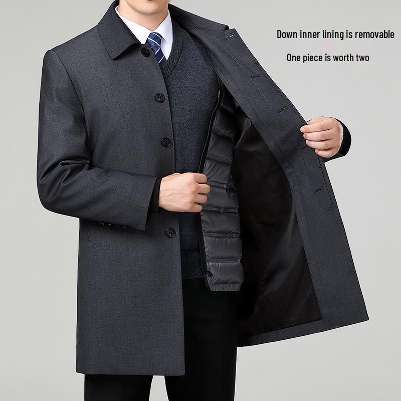 Брендовая мужская зимняя парка средней длины с лацканами, повседневная, деловая, тренч 175
