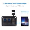 Convenient Combination CaravansPanel Switch Rockers Light Toggle LED Indicator Double USB Chargers with Fireproof Design