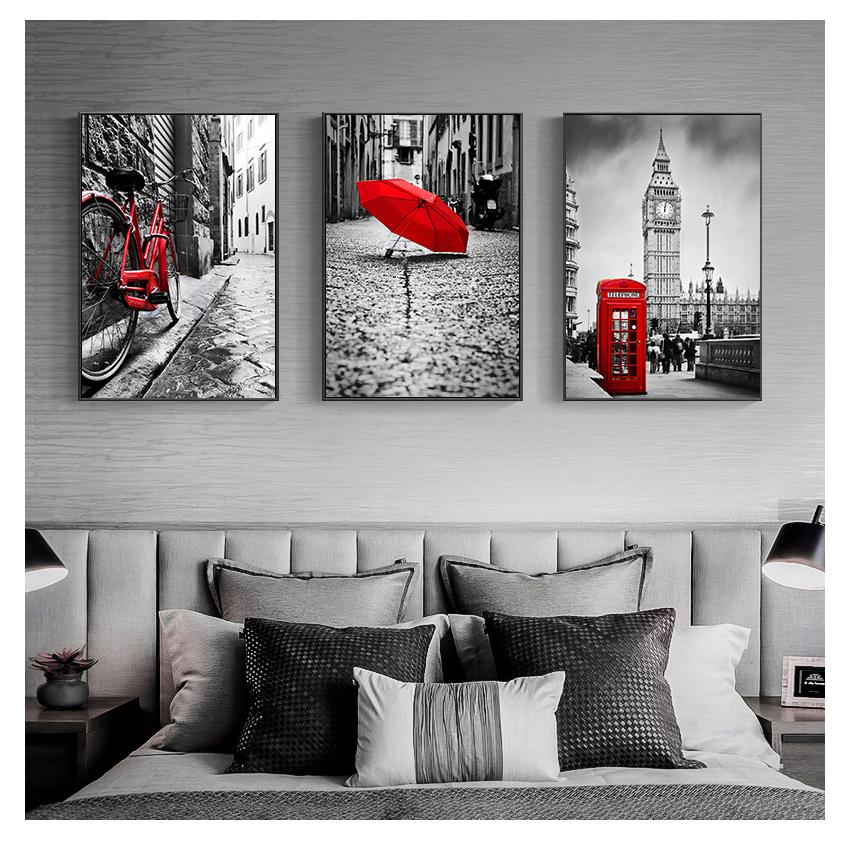 City Umbrella Call Box Nordic Posters And Prints Wall Pictures For Living Room Salon Wall Art Canvas Painting London