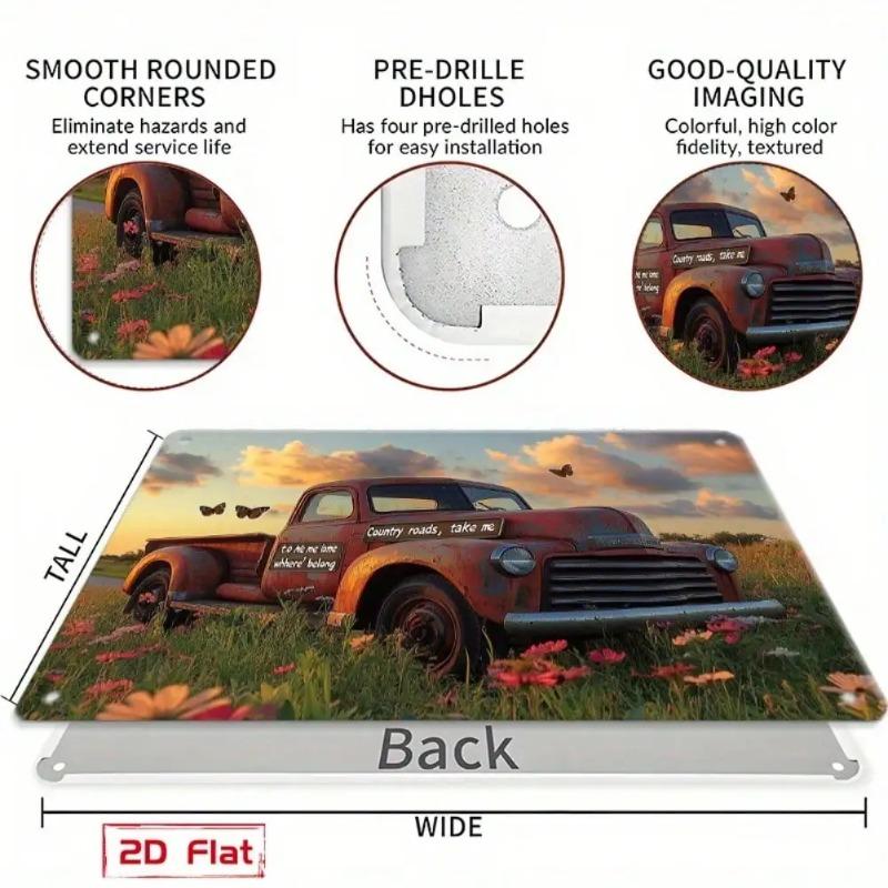 Vintage Pickup Truck Metal Tin Sign Retro Wall Decor Art 20x30cm