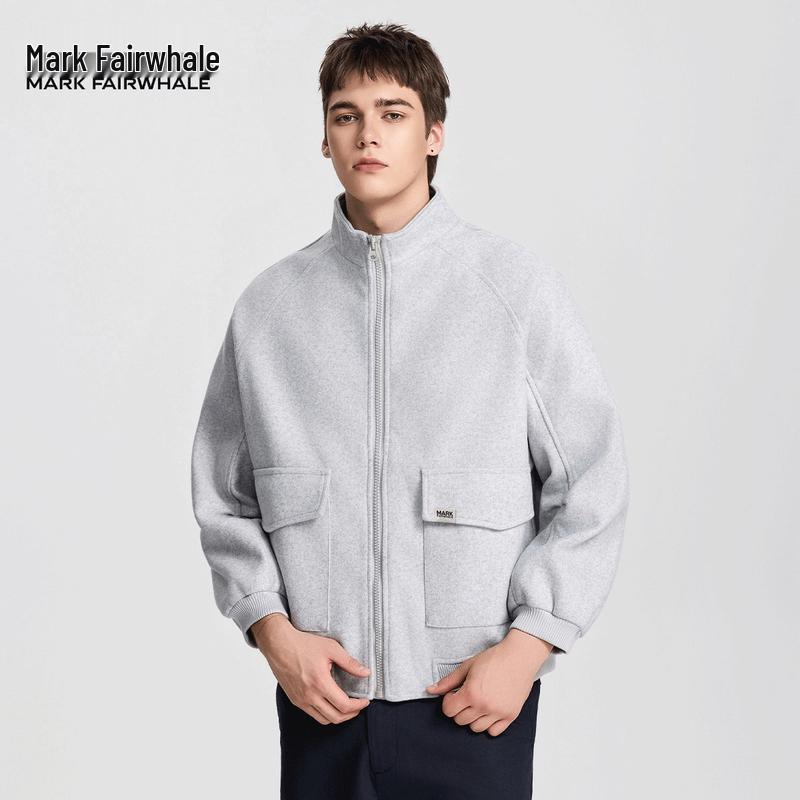 Mark Fairwhale Herren Amerikanische Retro Stehkragen Wolljacke