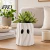 Whimsical Home Ornament Ghost Planter, Halloween Shaped Bucket, Cute Desktop Candy Small Resin Plant Pot Bowl for Office Shelf, Indoor Party