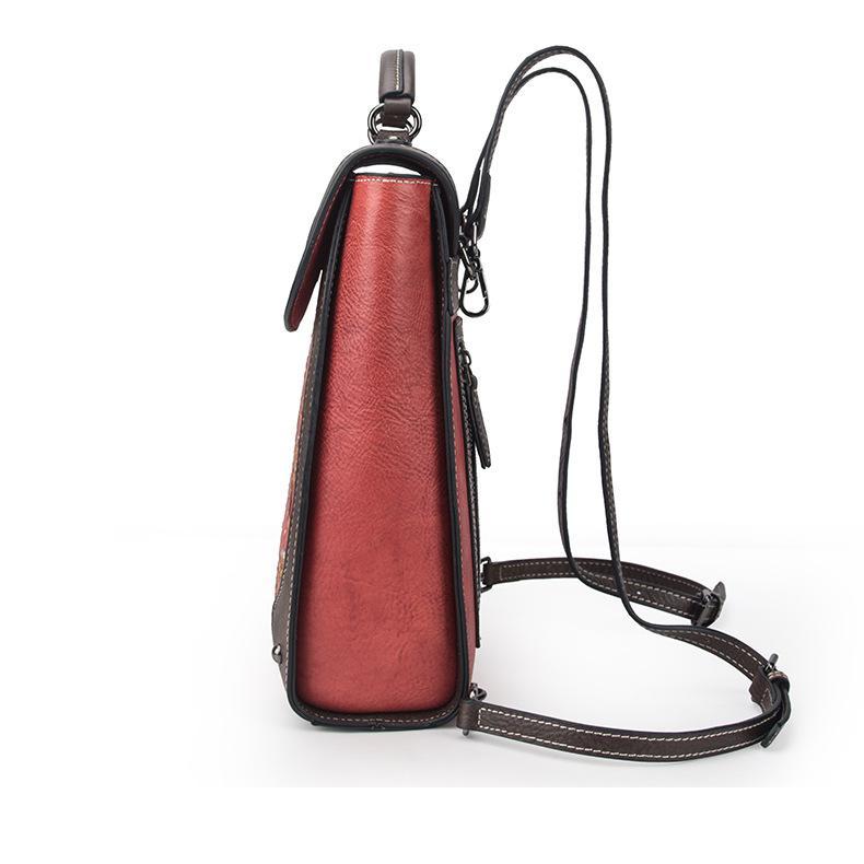 Handmade Embossing Genuine Leather Backpack 2021 New Women Bag Nature Soft Cowhide Travel Bags