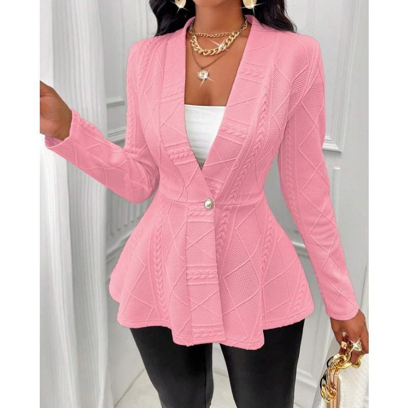 Autumn Winter Fashion Long Sleeved Women's Jacquard Jackets Thickened New Elegant V Neck Casual Simple Slim Fit Coats Female Streetwear Shirt Clothing