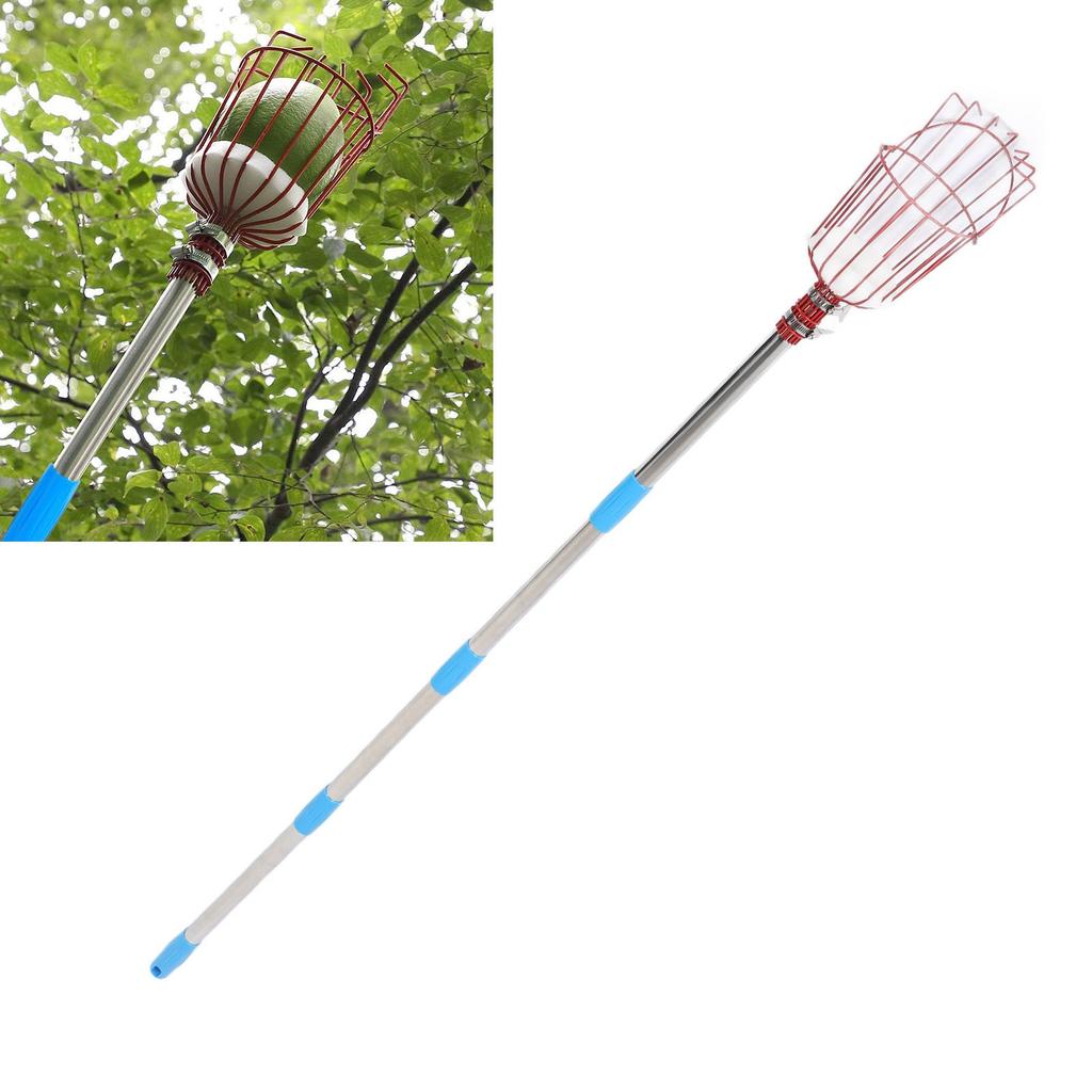 Fruit Picker Tool Multifunctional Stainless Steel Rustproof Orange Fruits Catcher Tree Picker with Pole
