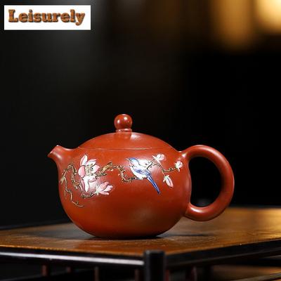 150ml Ancient Yixing Purple Clay Teapots Handmade Colour Enamels Xishi Pot Raw Ore Dahongpao Mud Kettle Zisha Tea Set For Tea