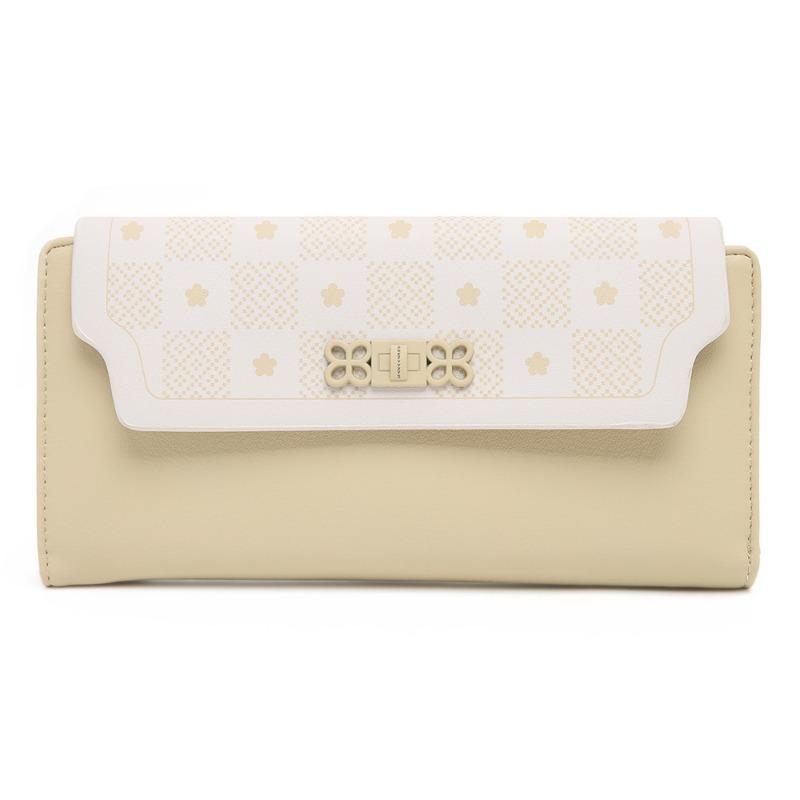 PU Soft Pull Buckle Flower Folding Women's Long Wallet