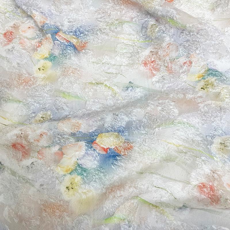 Digital Printing Chiffon Fabric Floral Watercolor for DIY Sewing Cheongsam Retro Dress Material Jacquard Design for Women 2025