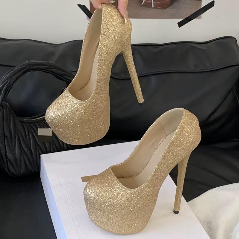 Eilyken Street Style Sequin Cloth Patform Women Pumps Sexy Fetish Super Stiletto High Heels Banquet Stripper Shoes