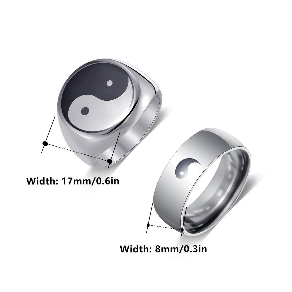 Cross-border National Ink Wash Bagua Men's Retro Ring Set
