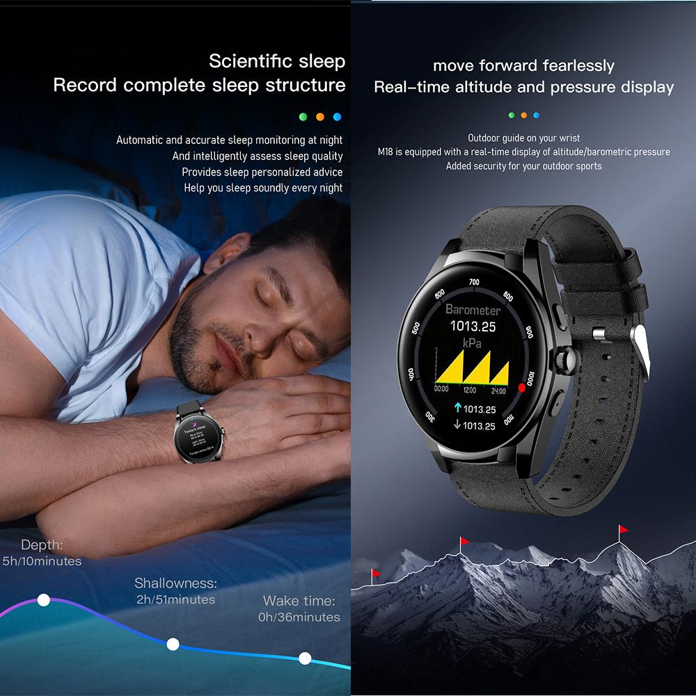 Bt Çağrı M19 M18 Akıllı Saatler Gps Nfc Wifi Akıllı Saat Erkek Kadın Spor 128 Yerel Müzik Çalma Mesaj Hatırlatıcı Uyku Kalp Atış Hızı