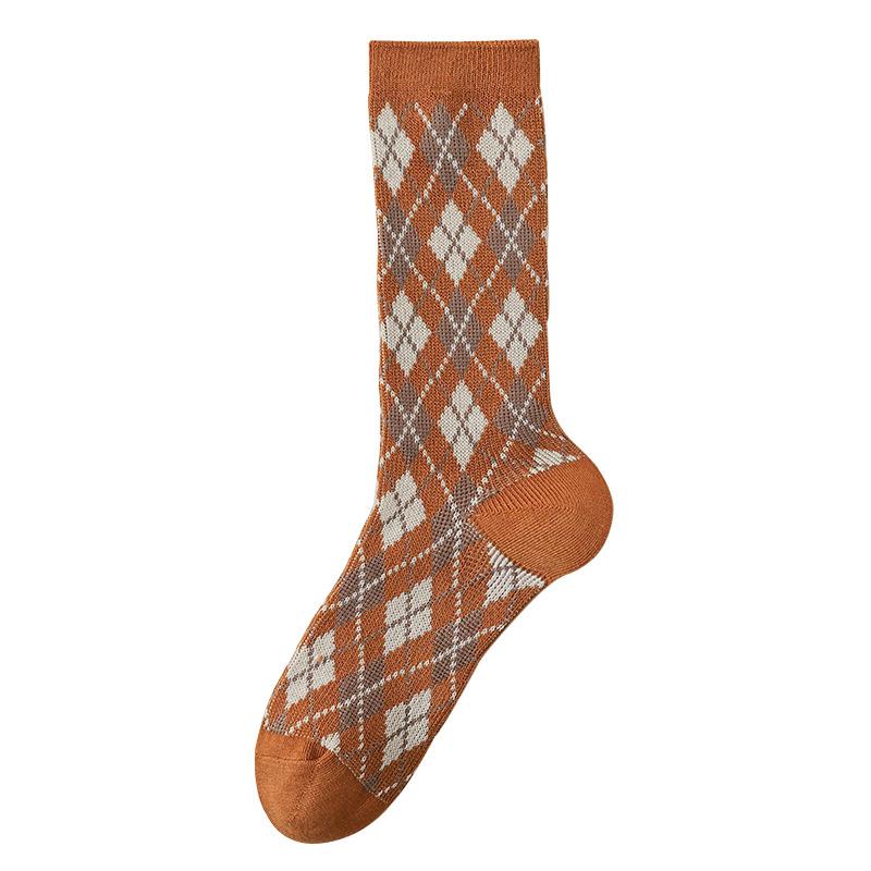 Retrofarbene High-Top-Socken für Damen im Herbst und Winter und Mid-Top-Socken aus gekämmter Baumwolle für Damen im Frühling und Herbst