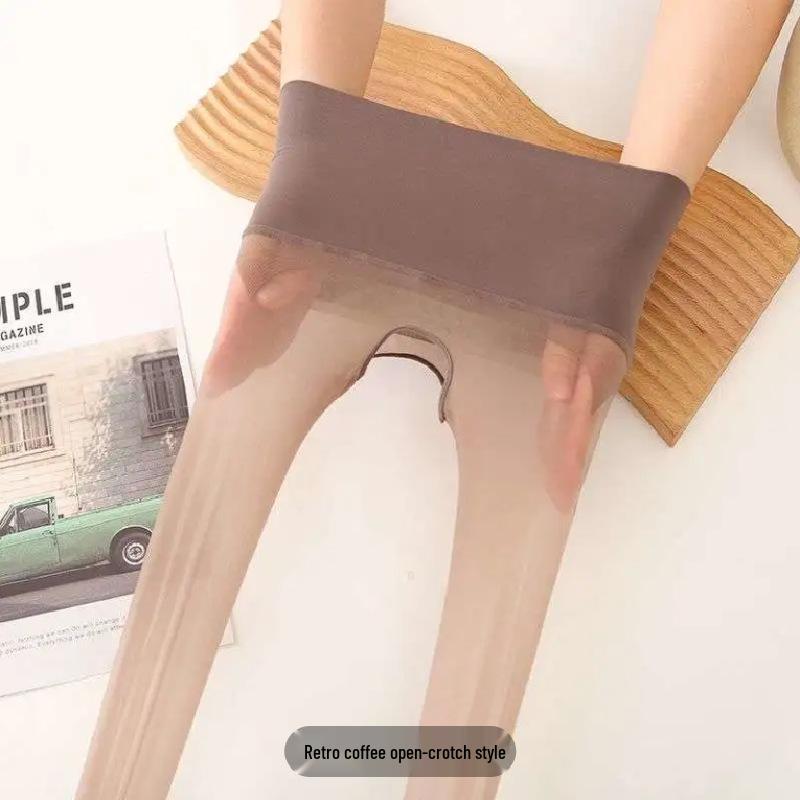 Aurora Seidig Glatte Ultra-Dünne High-Waist Schwarze Strumpfhose mit Glänzendem Öligem Schimmer