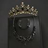 4PC Women's Fashion Gorgeous Mysterious Necklace Earrings Crown Design Zircon Set Suitable for Wedding, Party, Festival Gifts