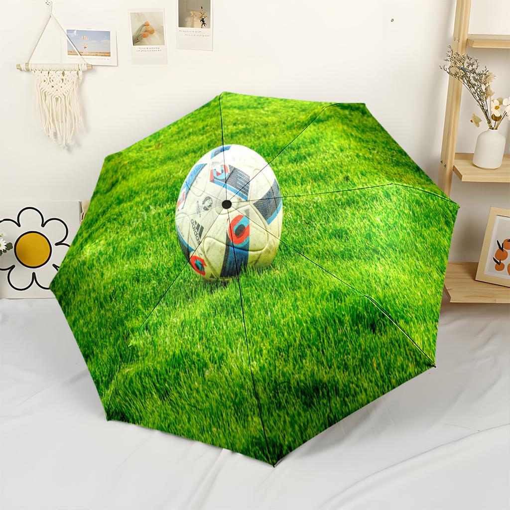 Goalkeeper Action Field. Outdoor Automatic Umbrella Compact 8-Rib Lightweight Durable Plastic & Iron Travel Essential Vibrant Pattern Umbrella