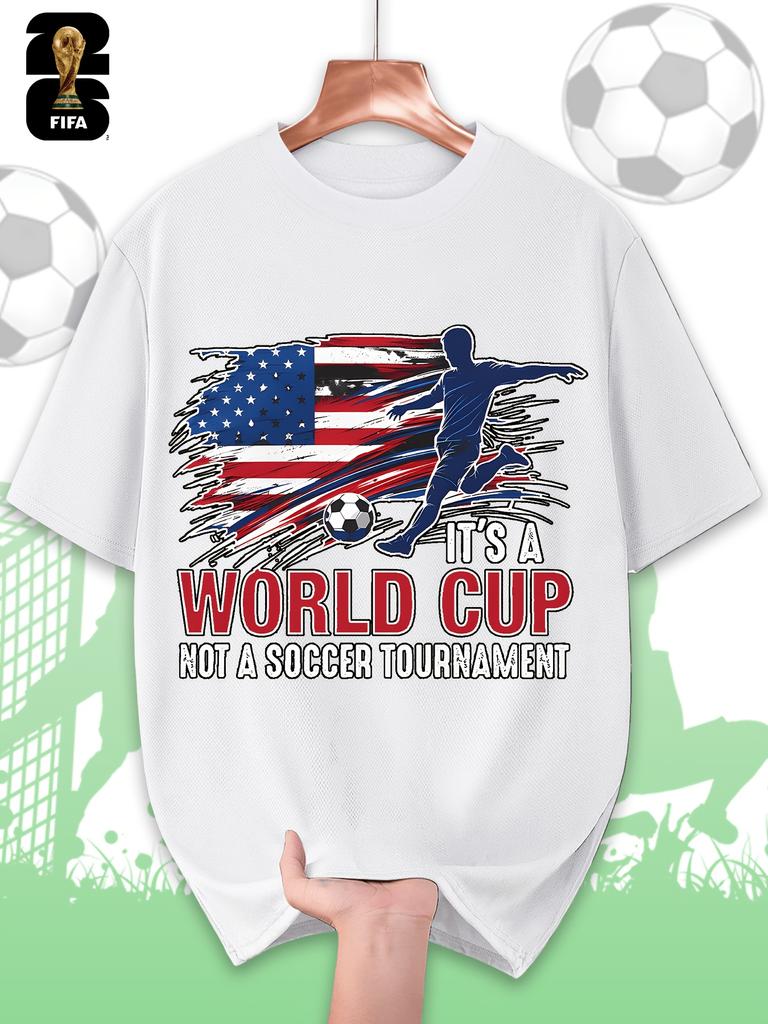 This FIFA World Cup-themed Short-sleeved T-shirt Is Designed Specifically for Men, Featuring a Crew Neck Style