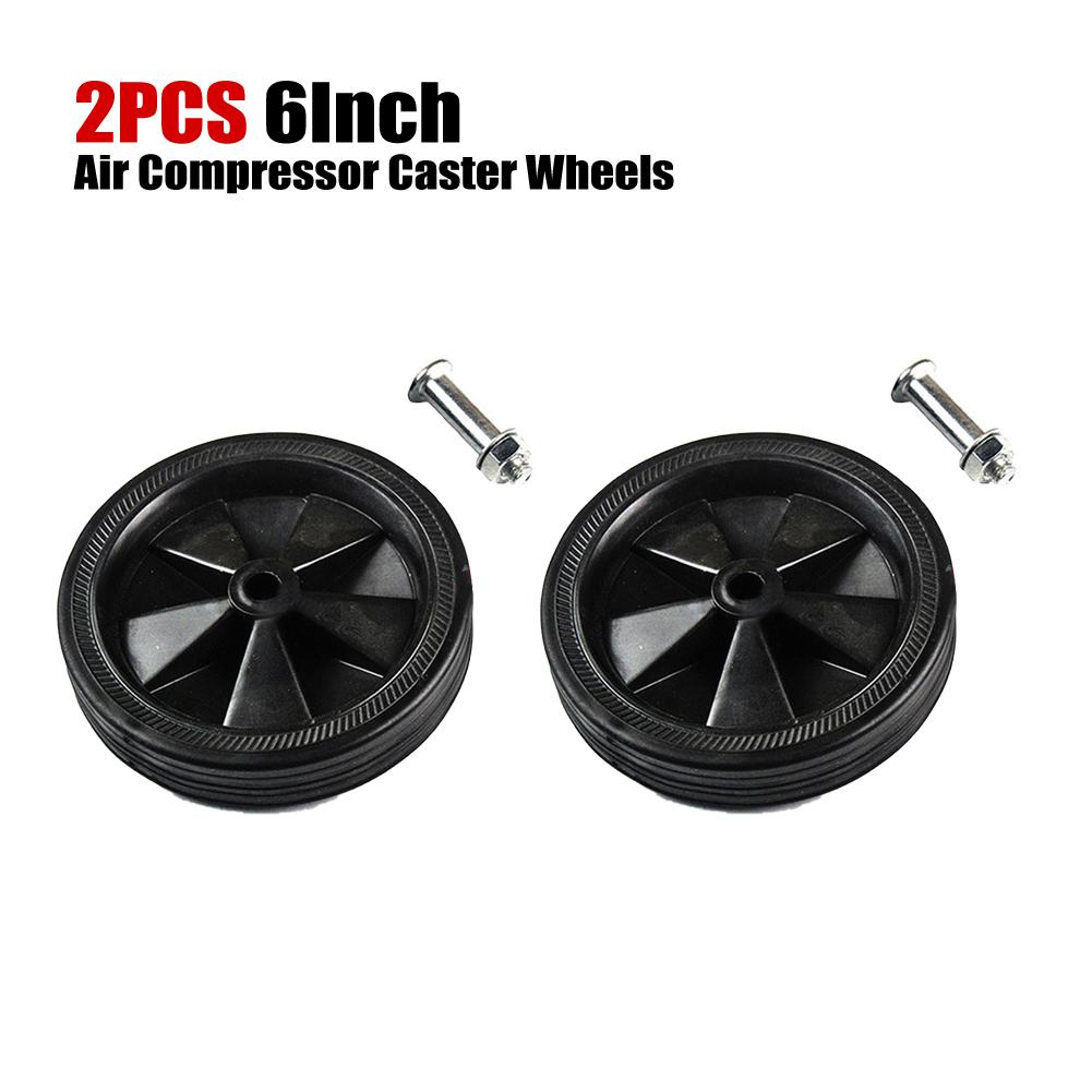 2pcs Air Compressor Caster Wheels 6 Inch Non-Slip Silent Plastic For Air Pumps Oil-free Machines Air Compressor Accessories