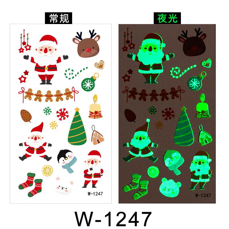 Cartoon Tattoo Sticker Waterproof Christmas Luminous Tattoo Sticker Cute Temporary Tattoo