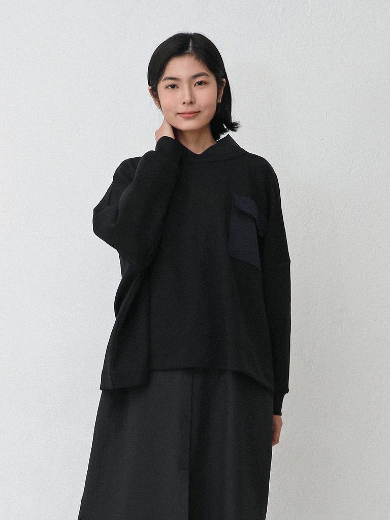VINCENT NAVY Vincent Pocket Wide Pullover_Black