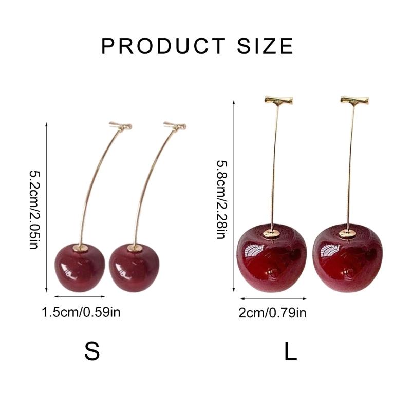 Elegant Cherry Fruit Earrings Long Hanging Fashion Statement Earrings Fashion Cherry Jewelry Perfect for Stylish Outfits