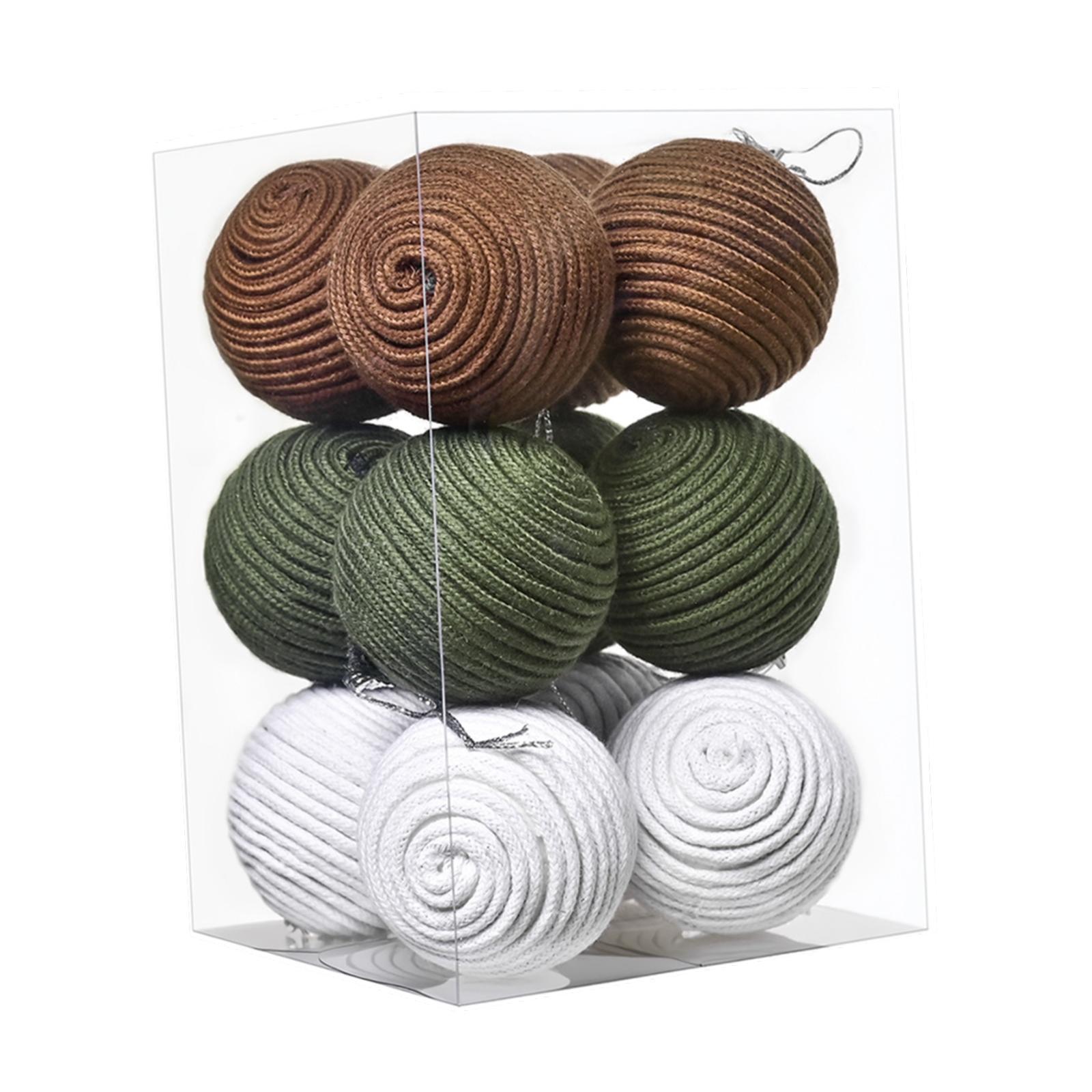 

12x Christmas Balls Baubles Home Hotel Boho Cafe Jute Rope Farmhouse Halloween