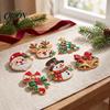 Clothing Embellishment Brooch 6Pcs/Set DIY Christmas Rhinestone Painting Kit, Santa Snowman Reindeer Tree Candy Cane Badge Bell Pin, Holiday