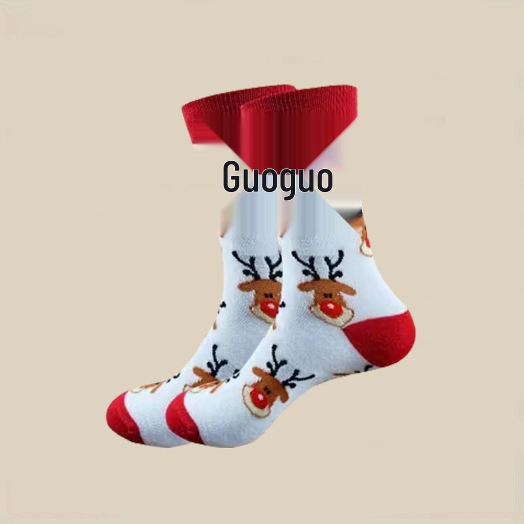 2025 Autumn/Winter Christmas Cotton Socks with Santa Claus and Snowman Cartoon Design