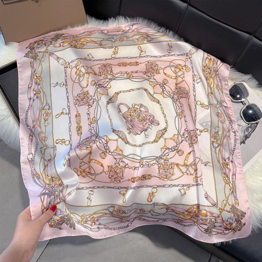 Luxury Butterfly Print 70*70Cm Square Scarf Women Soft Satin Hairband Neckerchief Tie Female Headband Foulard Bag Ribbon Gift