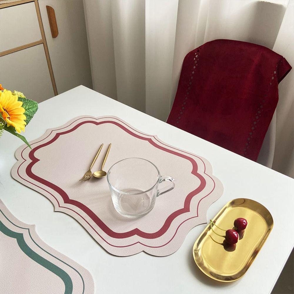 Morandi Color Leather Placemats Leather Material Waterproof Tableware Insulation Pad Scaldingproof Non Slip Insulated Placemats